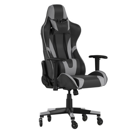 Flash Furniture Gray LeatherSoft Gaming Chair with Roller Wheels CH-187230-1-GY-RLB-GG